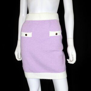 Idem Ditto Sweater Pencil Skirt Purple White Contrast Faux Pockets Women's Small